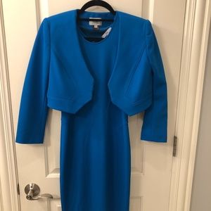 Zac Posen blue sleeveless sheath dress w jacket